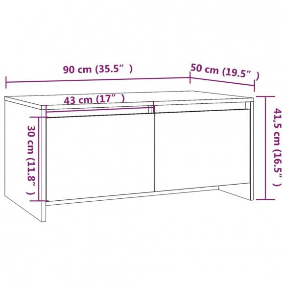 Table basse Chêne fumé 90x50x41,5 cm Aggloméré