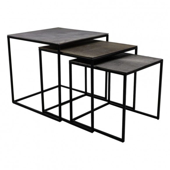 HSM Collection Ensemble de tables basses 3 pcs Fletcher Carré