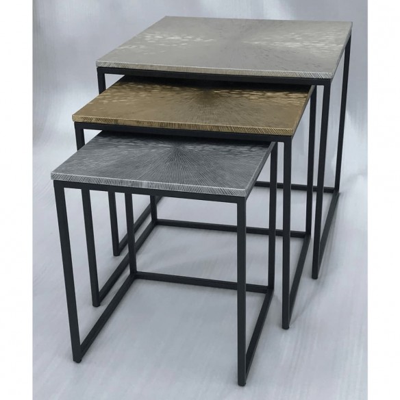 HSM Collection Ensemble de tables basses 3 pcs Fletcher Carré