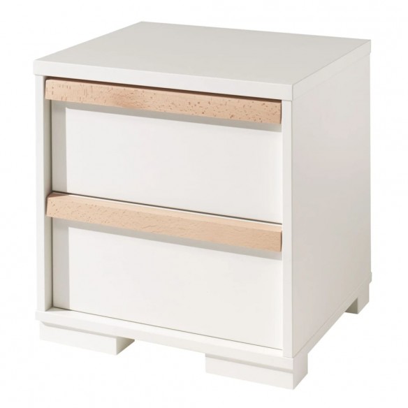 Table de chevet 2 tiroirs London Bois Blanc