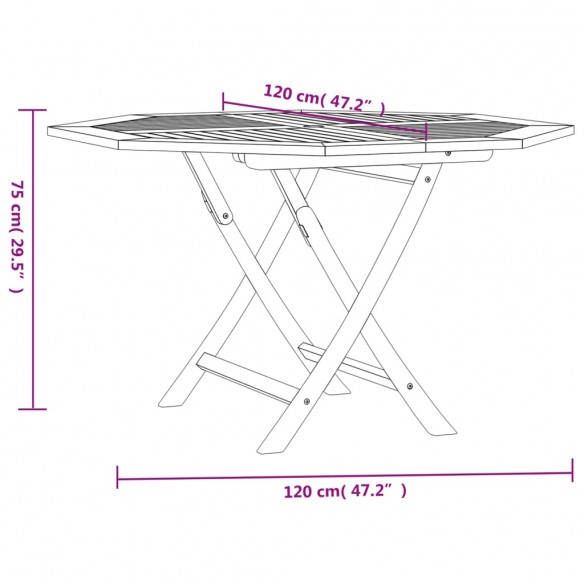 Table pliable de jardin 120x120x75 cm bois massif de teck