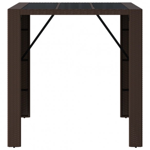 Table de bar et dessus en verre marron 105x80x110 cm poly rotin