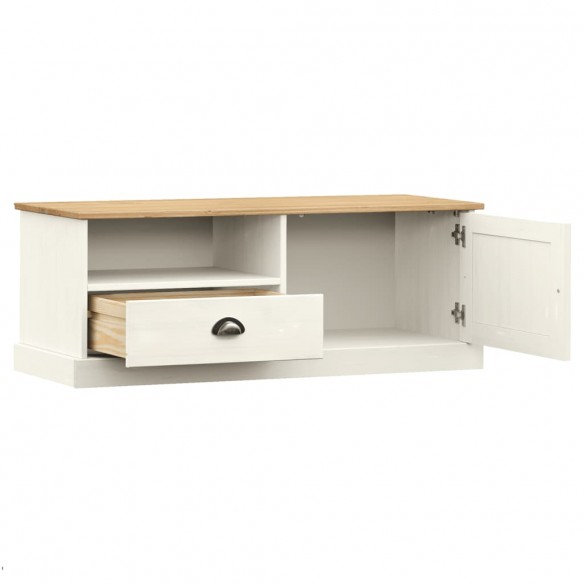 Meuble TV VIGO blanc 106x40x40 cm bois massif de pin