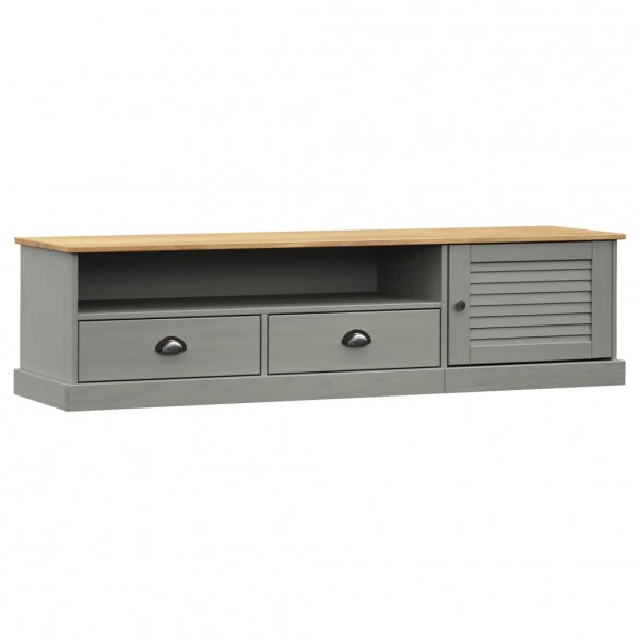 Meuble TV VIGO gris 156x40x40 cm bois massif de pin