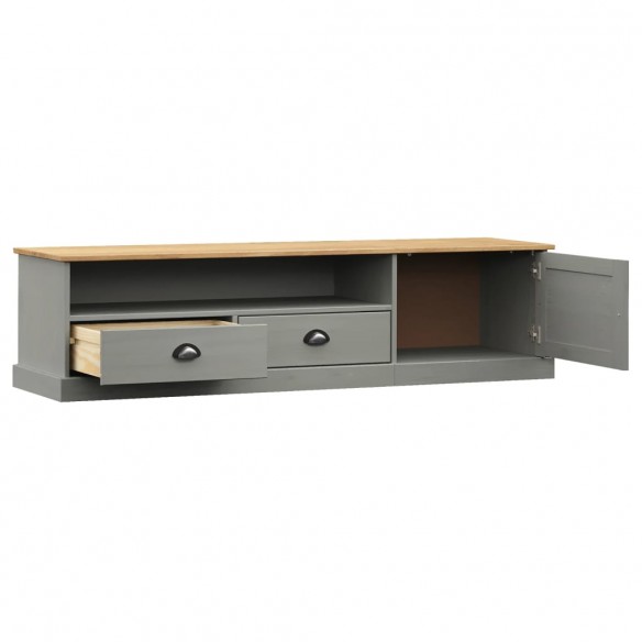 Meuble TV VIGO gris 156x40x40 cm bois massif de pin