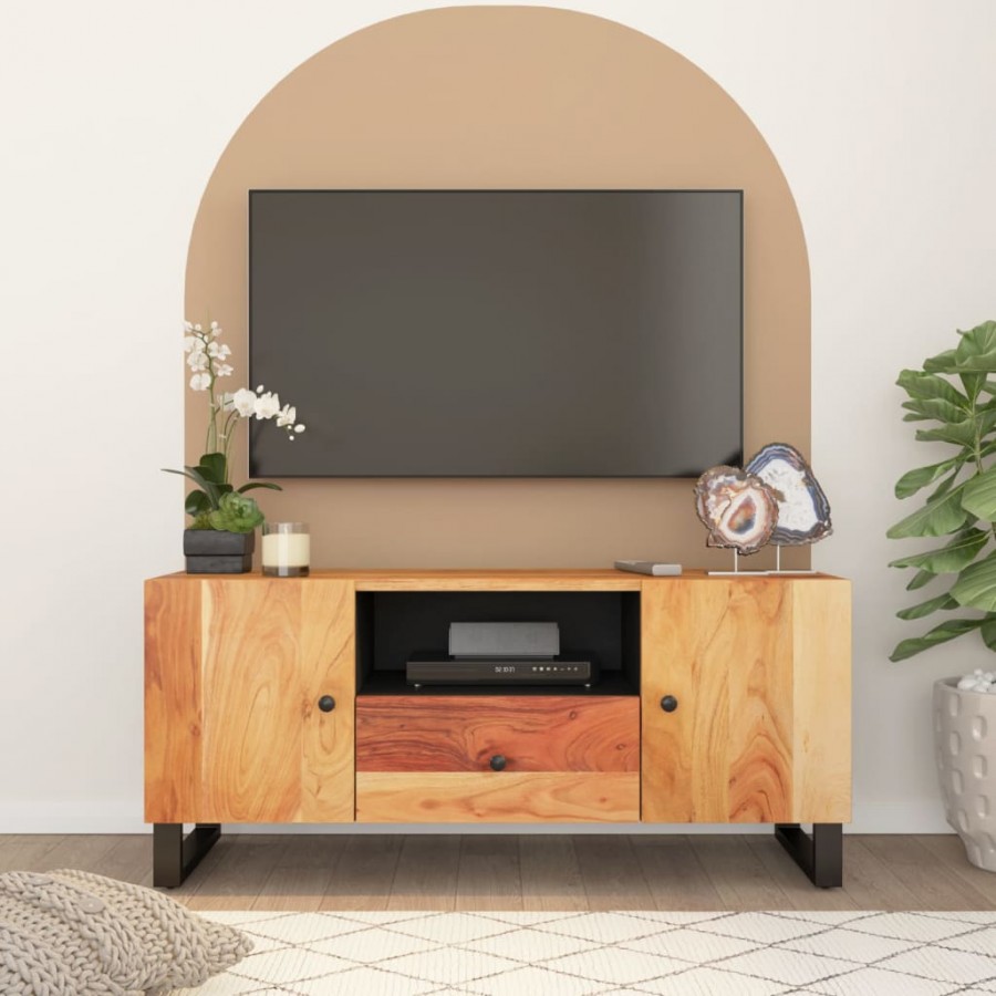 Meuble TV 105x33,5x46 cm bois d'acacia solide et d'ingénierie