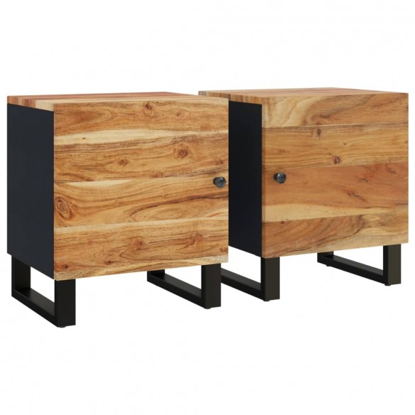 Tables de chevet 2 pcs 40x33x46 cm Bois d'acacia massif