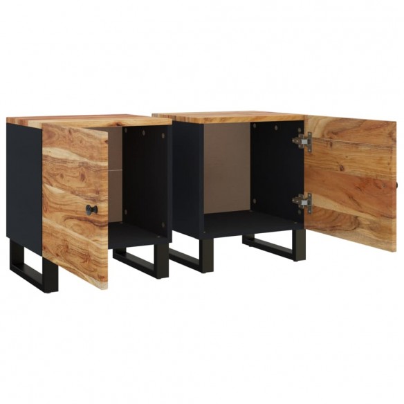 Tables de chevet 2 pcs 40x33x46 cm Bois d'acacia massif