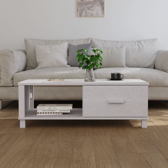 Table basse HAMAR Blanc 100x55x35 cm Bois massif de pin