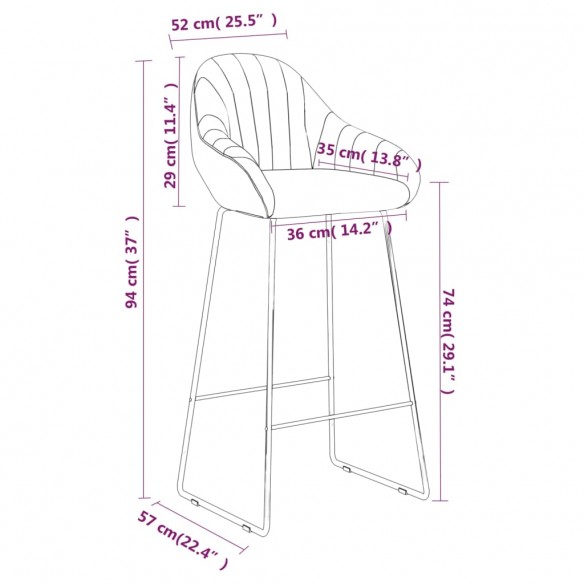 Tabouret de bar Gris foncé Velours