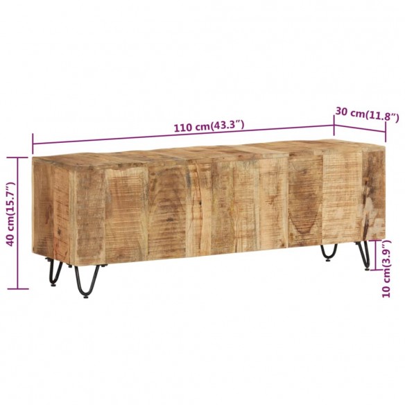 Meuble TV 110x30x40 cm Bois massif de manguier