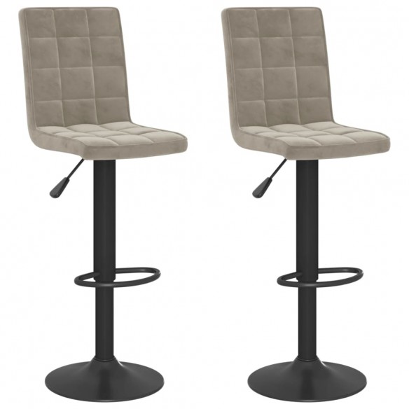 Tabourets de bar lot de 2 gris clair velours