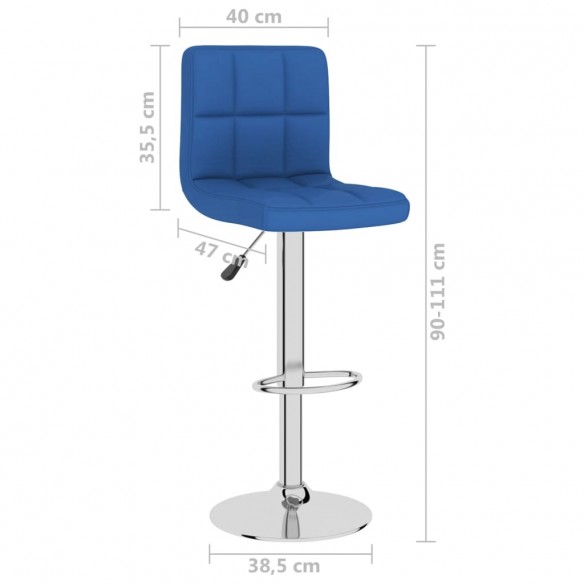 Tabourets de bar lot de 2 bleu tissu