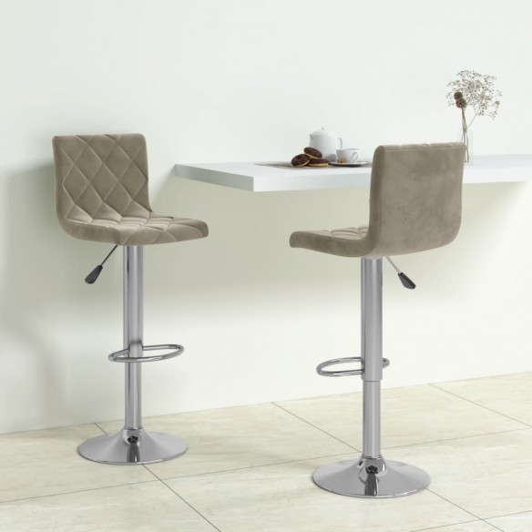 Tabourets de bar 2 pcs Gris clair Velours