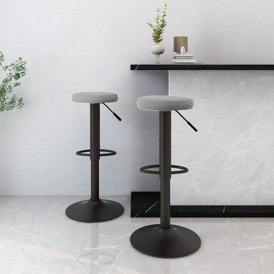 Tabourets de bar lot de 2 gris clair velours