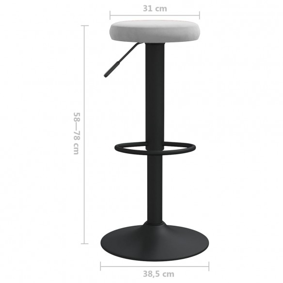 Tabourets de bar lot de 2 gris clair velours