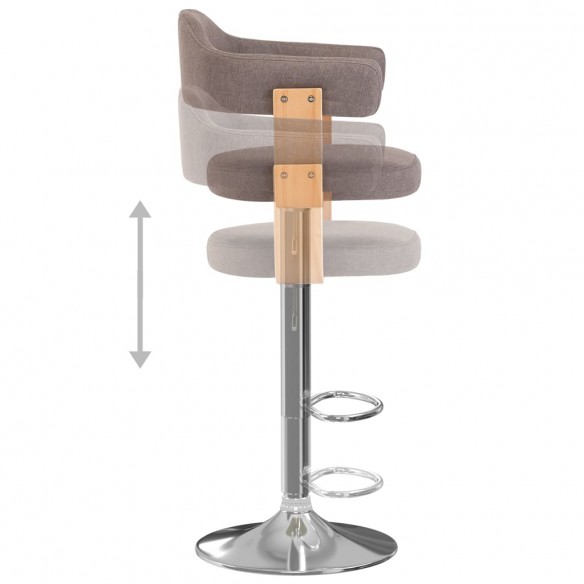 Tabourets de bar lot de 2 taupe bois courbé et tissu