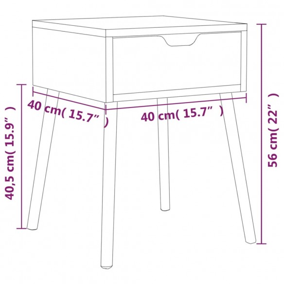 Table de chevet chêne fumé 40x40x56 cm Aggloméré