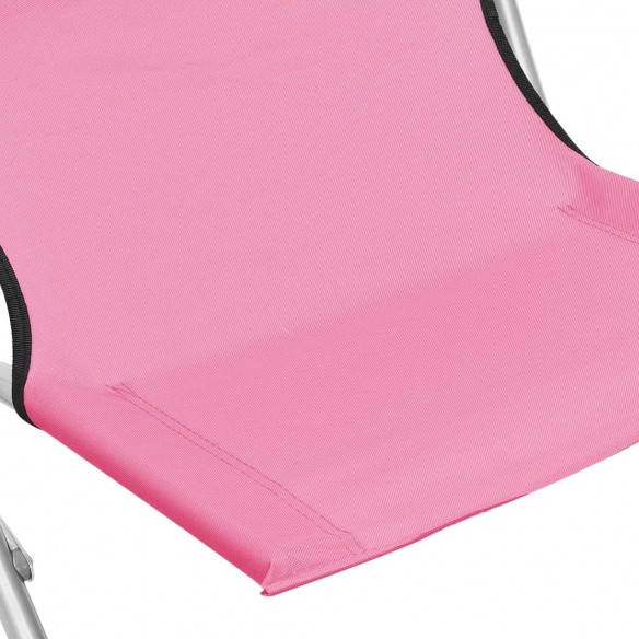 Chaises de plage pliables 2 pcs Rose Tissu