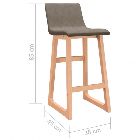 Tabourets de bar lot de 2 taupe tissu