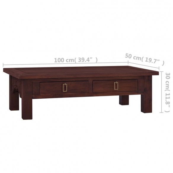 Table basse Marron classique 100x50x30 cm Bois d'acajou massif