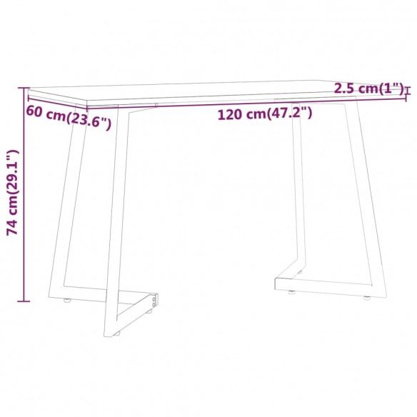 Table à dîner Marron foncé 120x60x74 cm MDF et fer