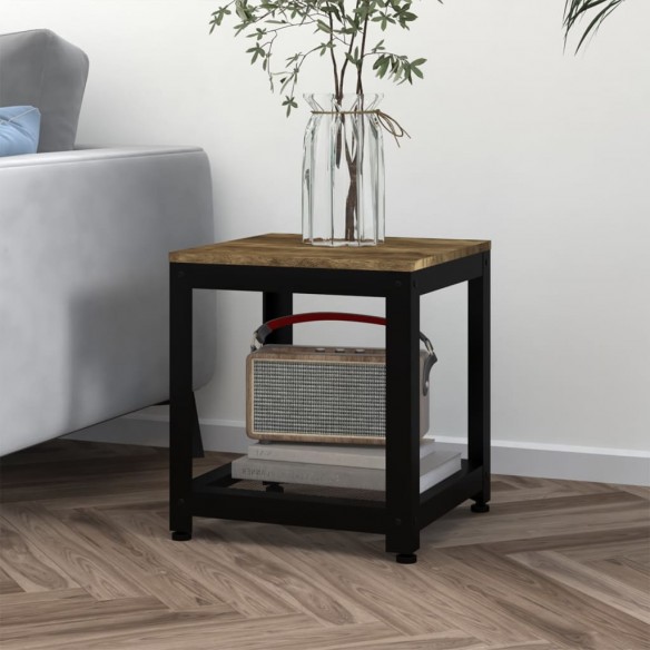 Table d'appoint Marron foncé et noir 40x40x45 cm MDF et fer