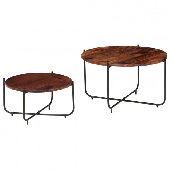 Ensemble de table basse 2 pcs Bois de Sesham massif 60 x 35 cm