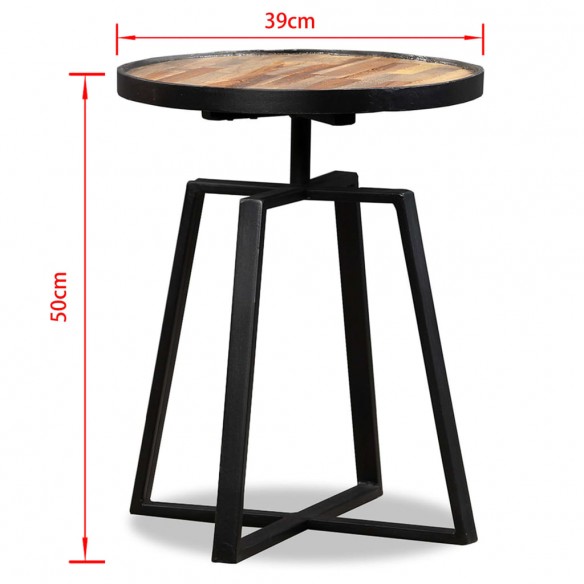 Table d'appoint ronde Teck massif de récupération