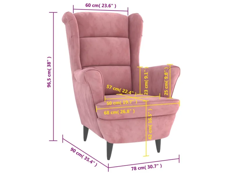 Fauteuil rose velours