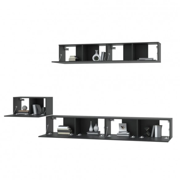 Ensemble de meubles TV 5 pcs Noir Bois d'ingénierie