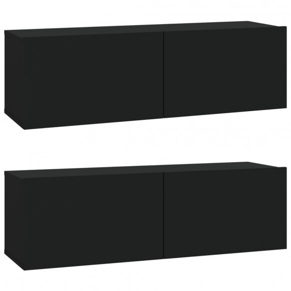 Ensemble de meubles TV 6 pcs Noir Bois d'ingénierie