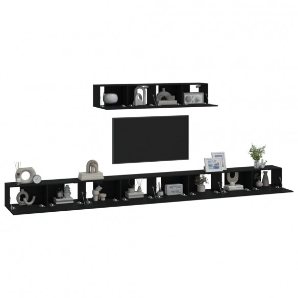 Ensemble de meubles TV 6 pcs Noir Bois d'ingénierie