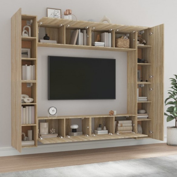 Ensemble de meubles TV 8 pcs Chêne sonoma Bois d'ingénierie