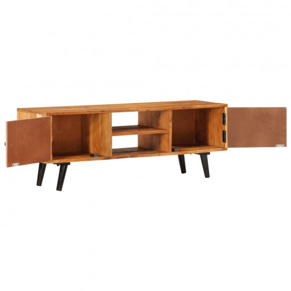 Meuble TV avec portes 112x30x40cm bois d'acacia massif et métal