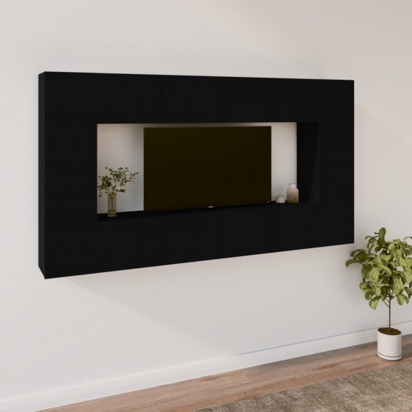 Ensemble de meubles TV 8 pcs Noir Bois d'ingénierie