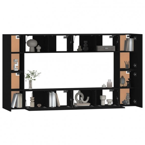 Ensemble de meubles TV 8 pcs Noir Bois d'ingénierie