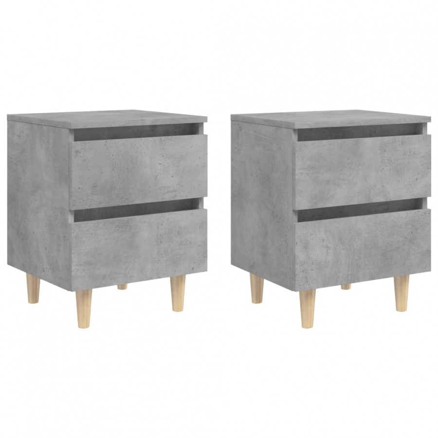 Tables de chevet pieds en pin 2 pcs Gris béton 40x35x50 cm