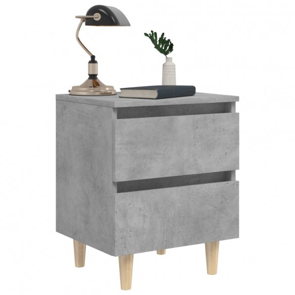 Tables de chevet pieds en pin 2 pcs Gris béton 40x35x50 cm