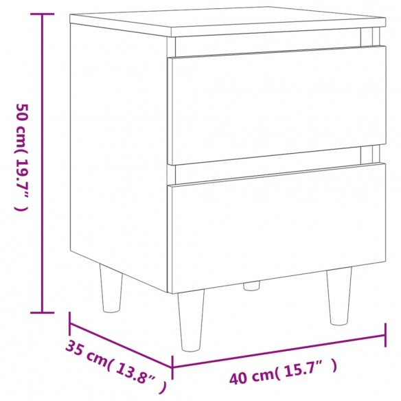 Tables de chevet pieds en pin 2 pcs Gris béton 40x35x50 cm