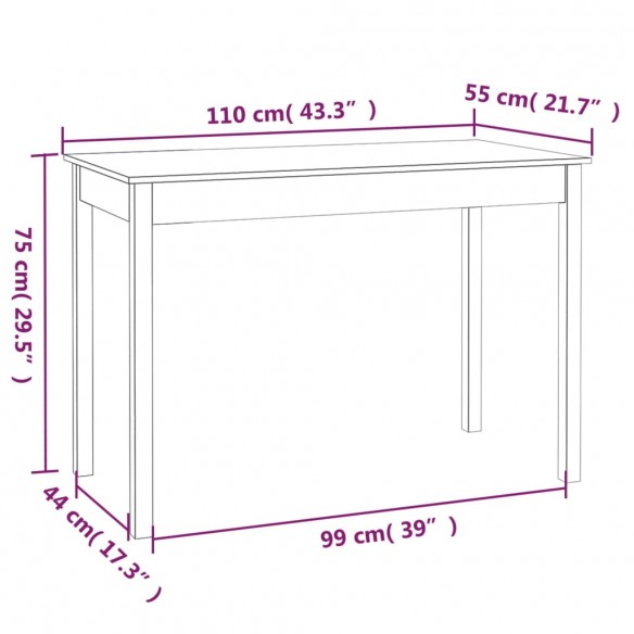 Table à manger Blanc 110x55x75 cm Bois massif de pin