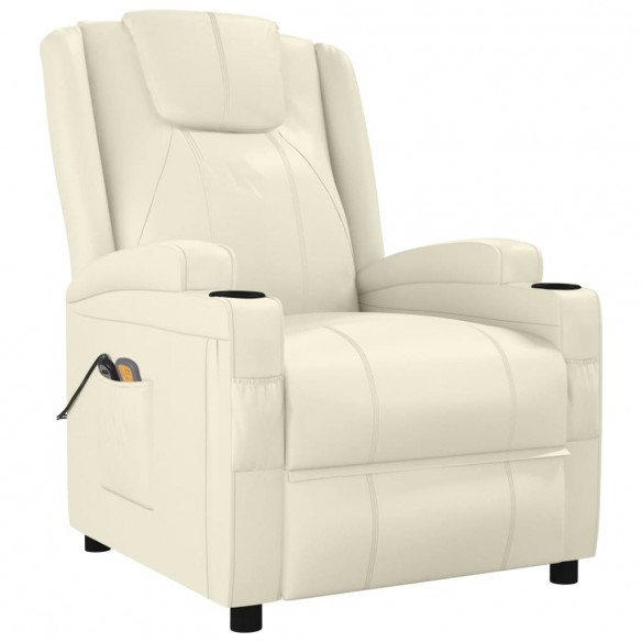 Fauteuil électrique de massage Crème blanc Similicuir