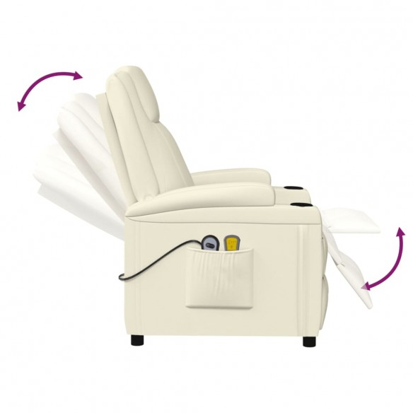 Fauteuil électrique de massage Crème blanc Similicuir