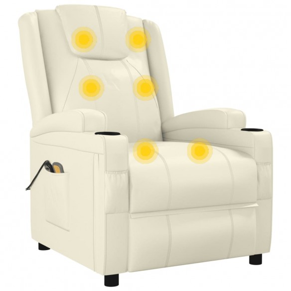 Fauteuil électrique de massage Crème blanc Similicuir