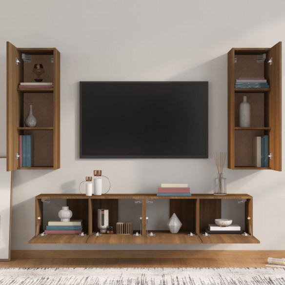 Ensemble de meubles TV 4 pcs Chêne marron Bois d'ingénierie