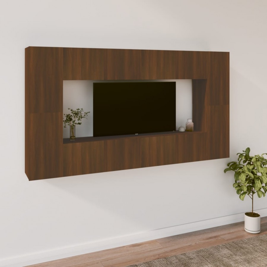 Ensemble de meubles TV 8 pcs Chêne marron Bois d'ingénierie