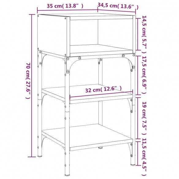 Tables de chevet 2pcs chêne fumé 35x34,5x70 c bois d’ingénierie