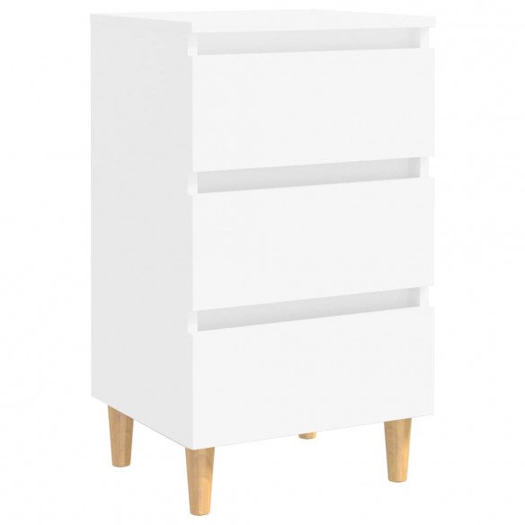 Tables de chevet avec pieds en bois 2 pcs Blanc 40x35x69 cm