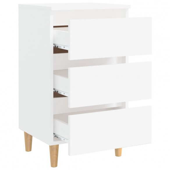 Tables de chevet avec pieds en bois 2 pcs Blanc 40x35x69 cm