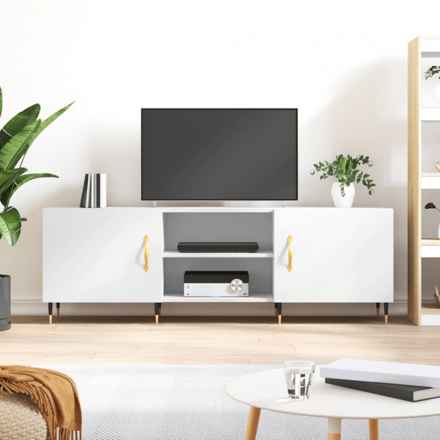 Meuble TV blanc 150x30x50 cm bois d'ingénierie